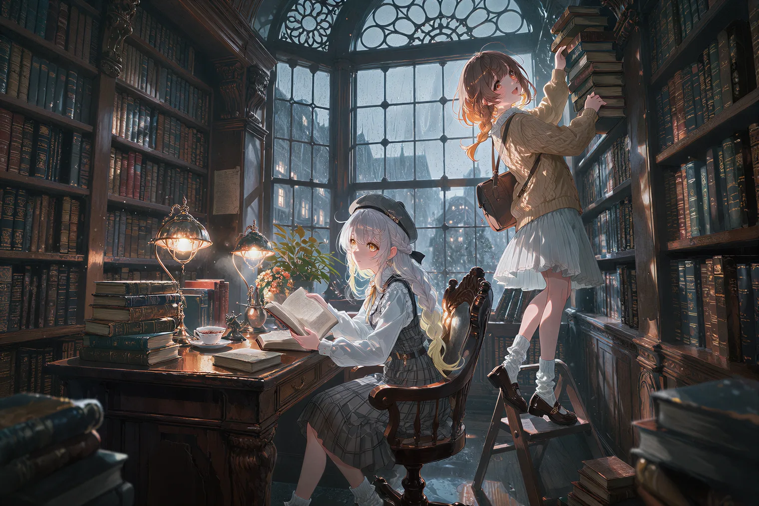 图书馆中的协作场景